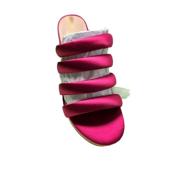 Sam Edelman Womens Red Satin Strappy Open Toe Cork Wedge Sandals Sz 10 M New - Picture 2 of 15